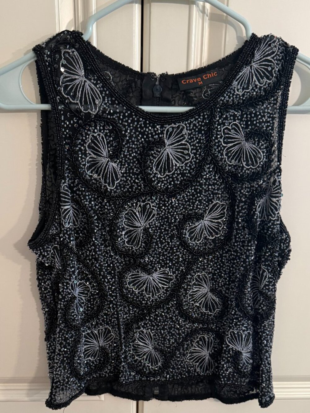Crave Chic Beaded Sleeveless Top Size M